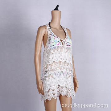 Cotton Crochet Beach Cover Up Weiße Badebekleidung